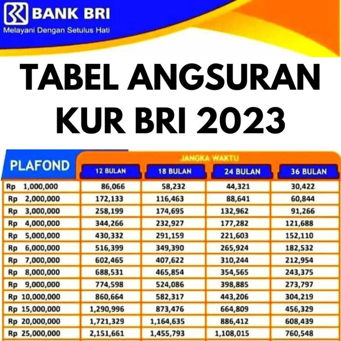 Jadwal angsuran KUR BRI 2022 untuk UMKM dengan plafon tertentu