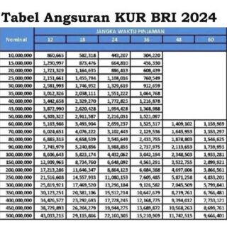 Tabel suku bunga kredit usaha rakyat bri 2024