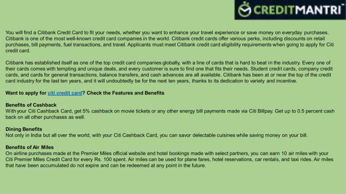 Apa saja fasilitas dan keuntungan kartu kredit Citibank