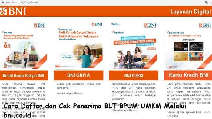 Cek penerima bantuan pemerintah BNI melalui eform co id tahun 2023